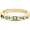 18 Karat Yellow Gold Alternating Diamond and Emerald Band
