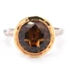 18 Karat Yellow Gold and Sterling Silver Cognac Quartz Ring