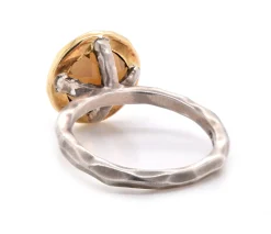 18 Karat Yellow Gold and Sterling Silver Cognac Quartz Ring