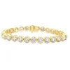 18 Karat Yellow Gold Bezel Set Diamond Tennis Bracelet