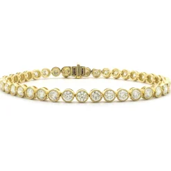 18 Karat Yellow Gold Bezel Set Diamond Tennis Bracelet