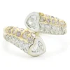 18 Karat Yellow Gold Bezel Set Heart Diamond Bypass Ring