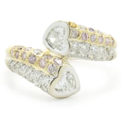 18 Karat Yellow Gold Bezel Set Heart Diamond Bypass Ring