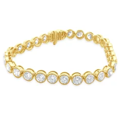 18 Karat Yellow Gold Bezel Set Diamond Tennis Bracelet