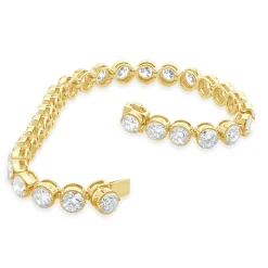 18 Karat Yellow Gold Bezel Set Diamond Tennis Bracelet