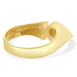18 Karat Yellow Gold Bezel Set Citrine and Diamond Geometric Ring