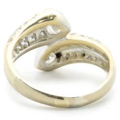 18 Karat Yellow Gold Bezel Set Heart Diamond Bypass Ring