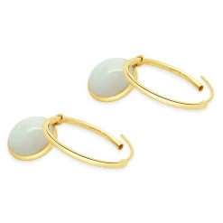 14 Karat Yellow Gold Bezel Set Opal Endless Hoop Earrings