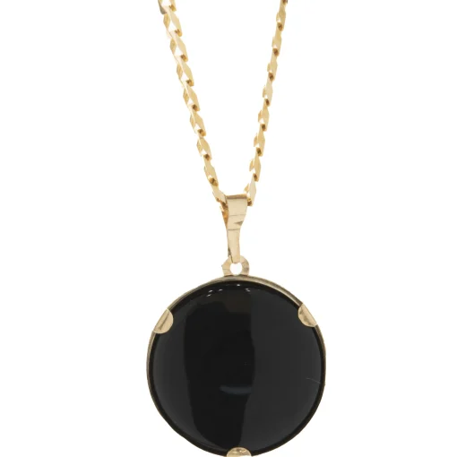 14 Karat Yellow Gold Black Onyx Sagittarius Necklace