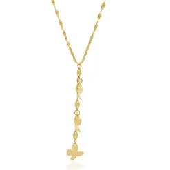 14 Karat Yellow Gold Butterfly Mirror Chain Necklace