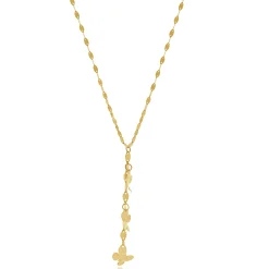 14 Karat Yellow Gold Butterfly Mirror Chain Necklace