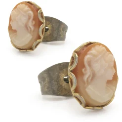 14 Karat Yellow Gold Cameo Stud Earrings