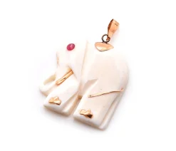 14 Karat Yellow Gold Carved Ivory Elephant Pendant