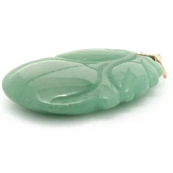 14 Karat Yellow Gold Carved Jade Pendant
