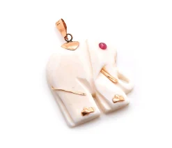 14 Karat Yellow Gold Carved Ivory Elephant Pendant