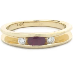 14 Karat Yellow Gold Channel Set Ruby and Diamond Band