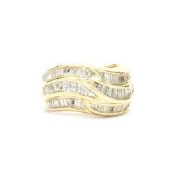 14 Karat Yellow Gold Channel Set Diamond Baguette Ring