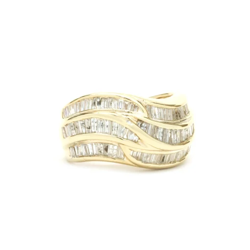 14 Karat Yellow Gold Channel Set Diamond Baguette Ring