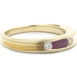 14 Karat Yellow Gold Channel Set Ruby and Diamond Band