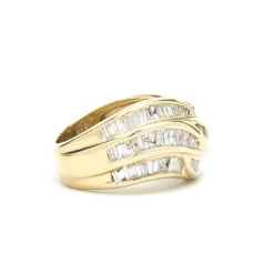 14 Karat Yellow Gold Channel Set Diamond Baguette Ring