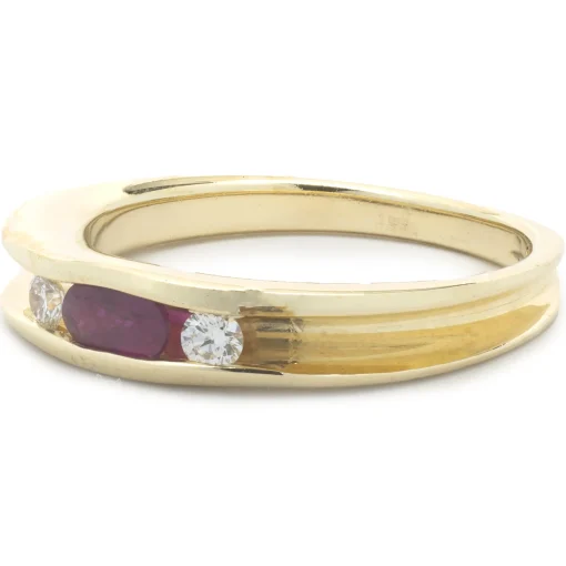 14 Karat Yellow Gold Channel Set Ruby and Diamond Band