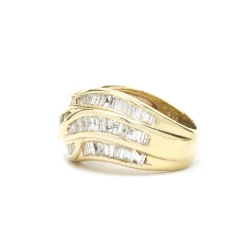 14 Karat Yellow Gold Channel Set Diamond Baguette Ring