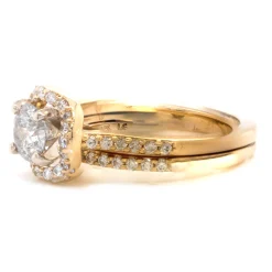 14 Karat Yellow Gold 0.50ct Round Brilliant Galaxy Diamond Wedding Set