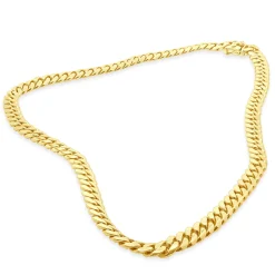 18 Karat Yellow Gold Cuban Link Chain Necklace with Diamond Clasp