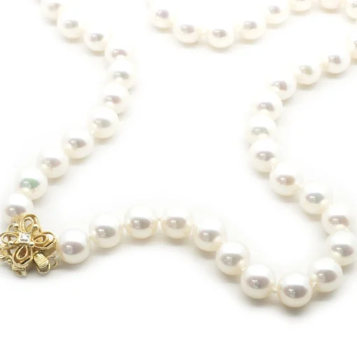 14 Karat Yellow Gold Cultured Pearl Collar Necklace