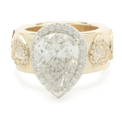 14 Karat Yellow Gold Custom Designed Pear Cut Diamond Engagement Ring