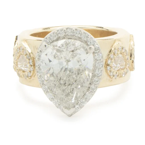 14 Karat Yellow Gold Custom Designed Pear Cut Diamond Engagement Ring