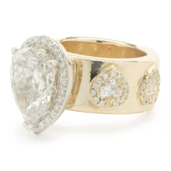 14 Karat Yellow Gold Custom Designed Pear Cut Diamond Engagement Ring
