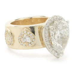 14 Karat Yellow Gold Custom Designed Pear Cut Diamond Engagement Ring