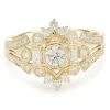 14 Karat Yellow Gold Deco Style Diamond Ring