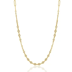 14 Karat Yellow Gold Diamonds By The Yard Paperclip Link Necklace