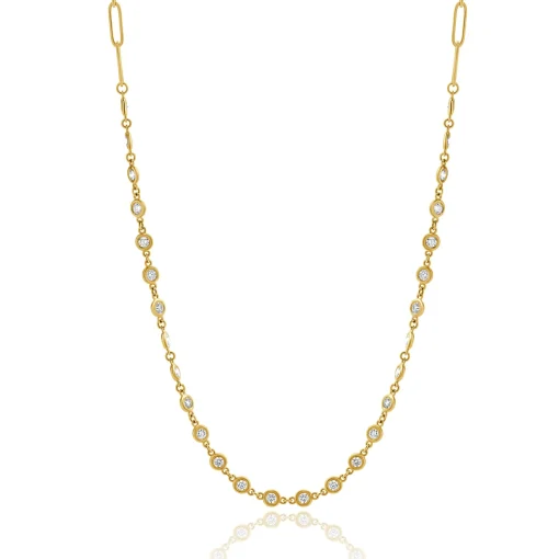 14 Karat Yellow Gold Diamonds By The Yard Paperclip Link Necklace