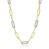 14 Karat Yellow Gold Diamond Paperclip Necklace