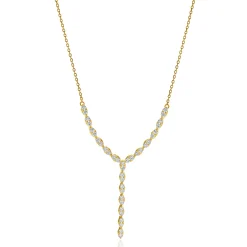 14 Karat Yellow Gold Diamond Lariat Necklace