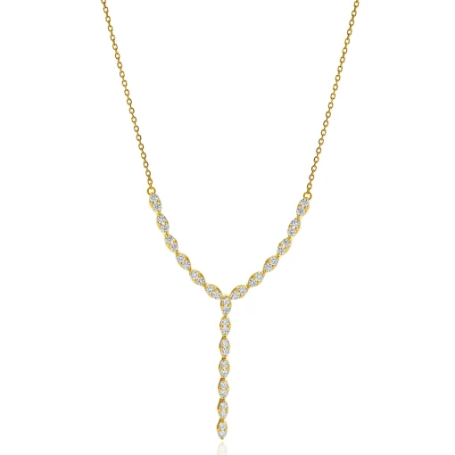 14 Karat Yellow Gold Diamond Lariat Necklace