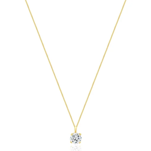 14 Karat Yellow Gold Diamond Solitaire Necklace