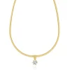 14 Karat Yellow Gold Diamond Solitaire Slide Necklace