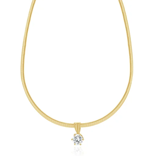 14 Karat Yellow Gold Diamond Solitaire Slide Necklace