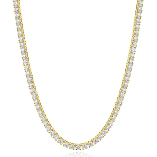 14 Karat Yellow Gold Diamond Inline Tennis Necklace
