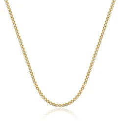 14 Karat Yellow Gold Diamond Cluster Tennis Necklace