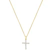 14 Karat Yellow Gold Diamond Cross Necklace