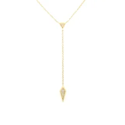 18 Karat Yellow Gold Diamond Lariat Necklace