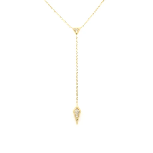 18 Karat Yellow Gold Diamond Lariat Necklace