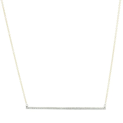 14 Karat Yellow Gold Diamond Bar Necklace
