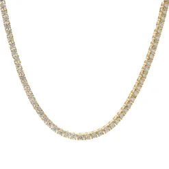 18 Karat Yellow Gold Diamond Tennis Necklace