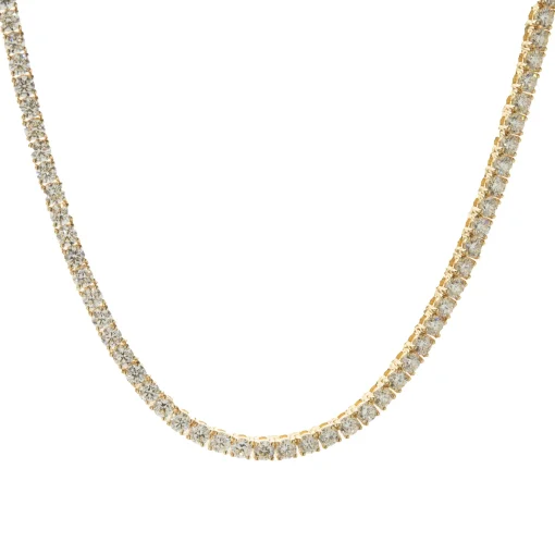 18 Karat Yellow Gold Diamond Tennis Necklace